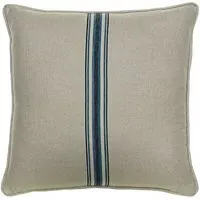 Striped Cushion with Feather Fill - Navy, Linen