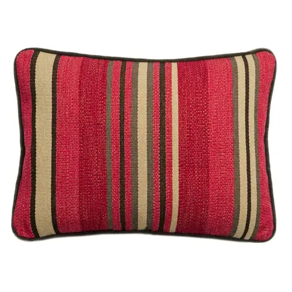 Striped Cushion with Feather Fill - Red, Wool Blend