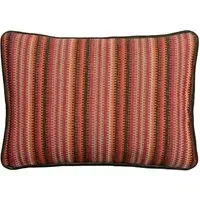 Striped Cushion with Serrated Edges - Red, Cotton
