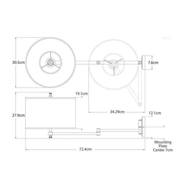 Swing Arm Wall Light - Bronze, Paper Shade