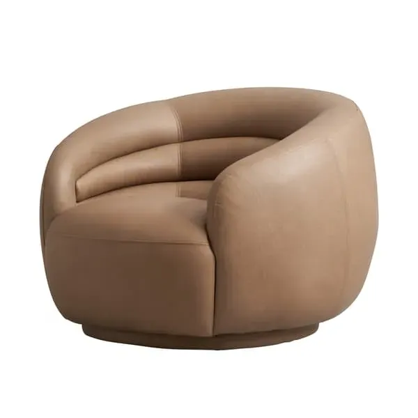 Swivel Chair Mid-Century Style - Bronze, Leather image