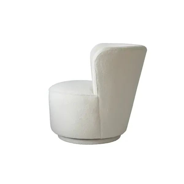 Swivel Chair with Curved Frame - Cream, Fabric