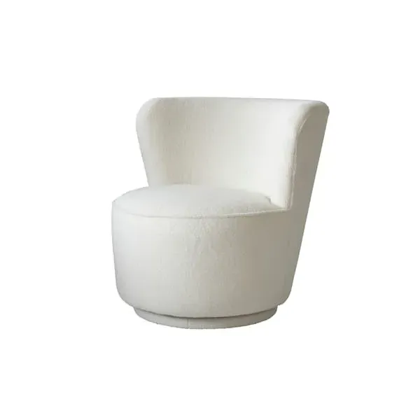 Swivel Chair with Curved Frame - Cream, Fabric image