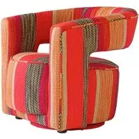 Swivel Chair with Cut-Out Back - Orange, Linen