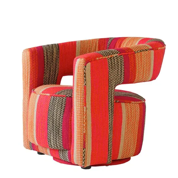 Swivel Chair with Cut-Out Back - Orange, Linen