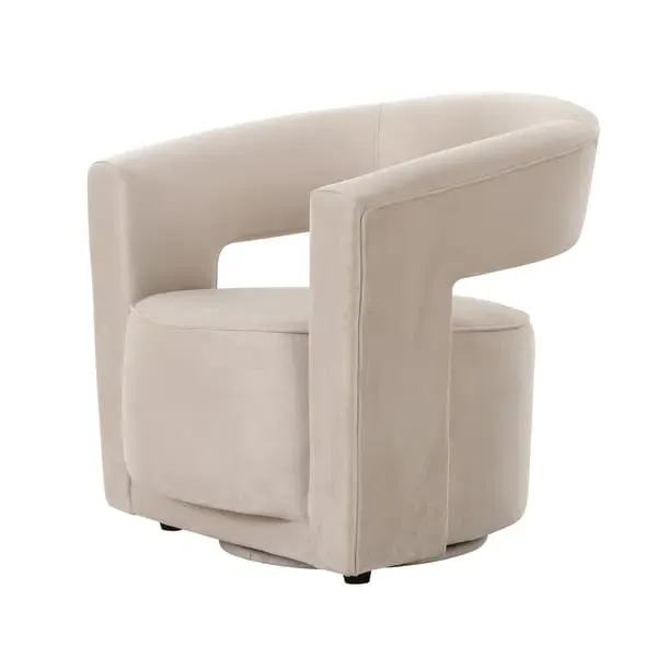 Swivel Chair with Sculptural Design - Grey, Velvet image