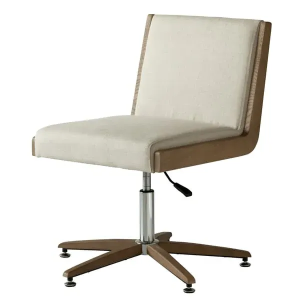 Swivel Desk Chair with Wood Back - Light Neutral image