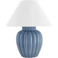 Table Lamp Fluted Base - Blue, Ceramic