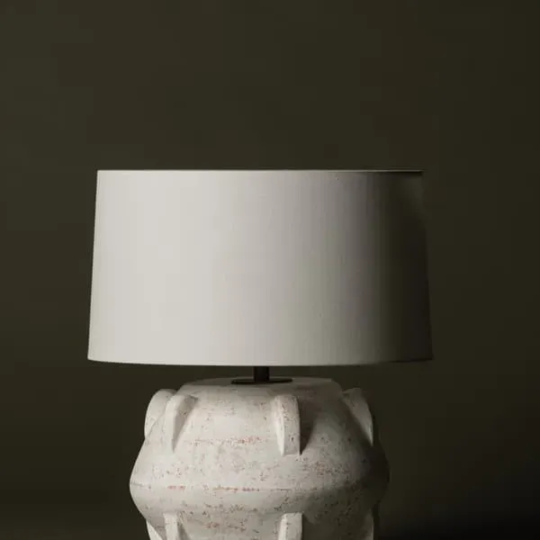 Table Lamp Sculptural Design - White, Ceramic