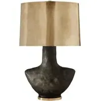 Table Lamp with Brass Shade - Black, Ceramic