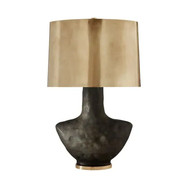 Table Lamp with Brass Shade - Black, Ceramic