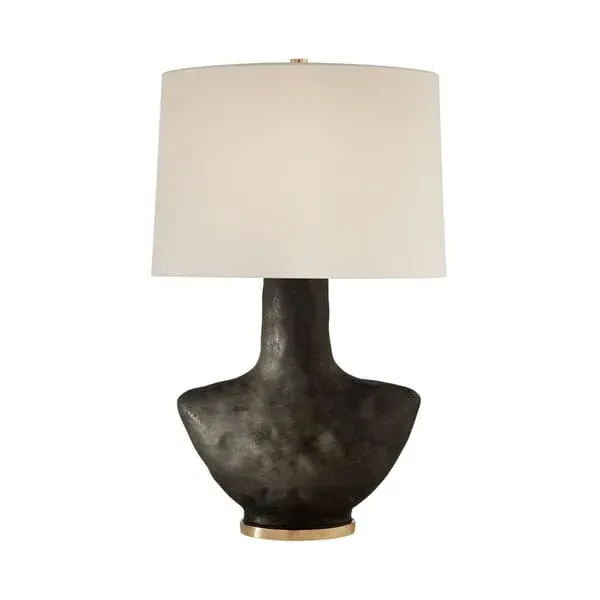 Table Lamp with Brass Shade - Black, Ceramic image