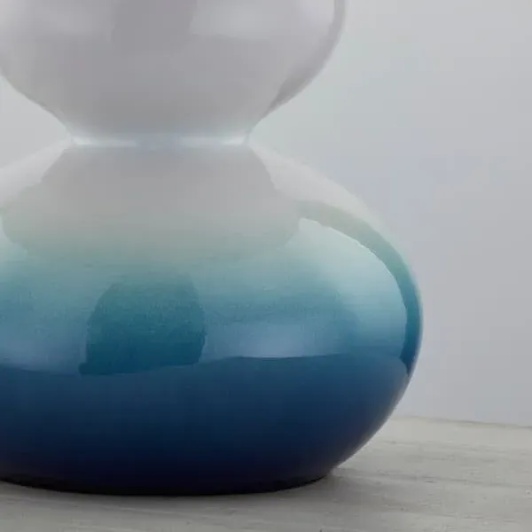 Table Lamp with Ceramic Base - Blue, Linen