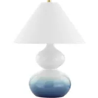 Table Lamp with Ceramic Base - Blue, Linen