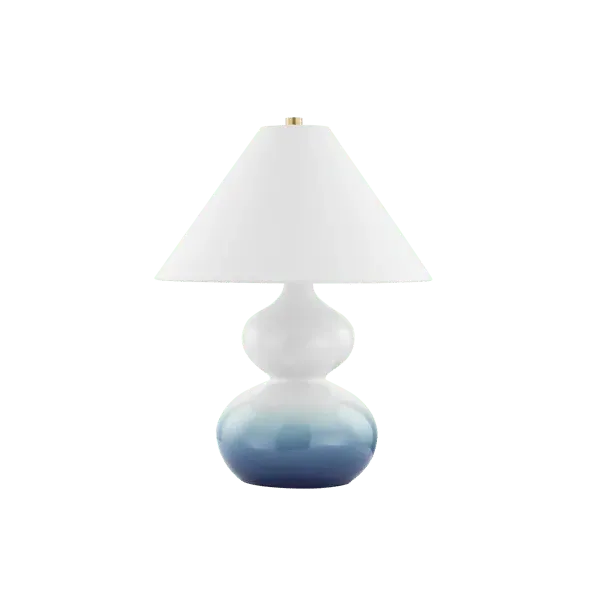 Table Lamp with Ceramic Base - Blue, Linen image