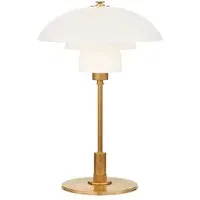 Table Lamp with Glass Shade - White, Brass