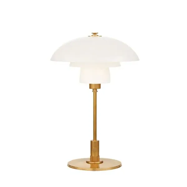 Table Lamp with Glass Shade - White, Brass