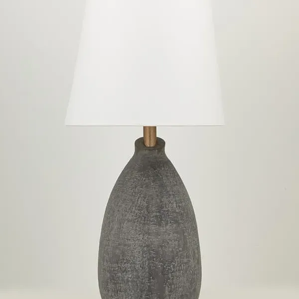 Table Lamp with Gold Details - Grey, Ceramic