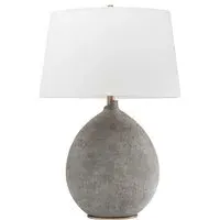 Table Lamp with Gold Details - Grey, Ceramic