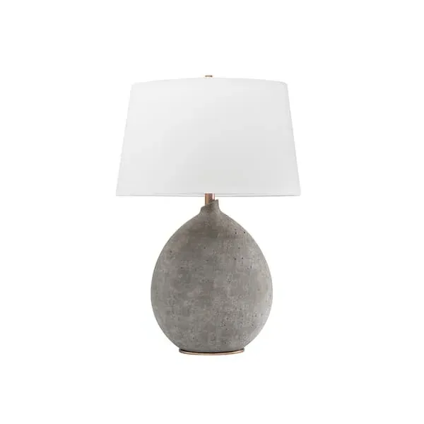 Table Lamp with Gold Details - Grey, Ceramic image