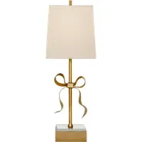 Table Lamp with Lace Detail - Cream, Brass