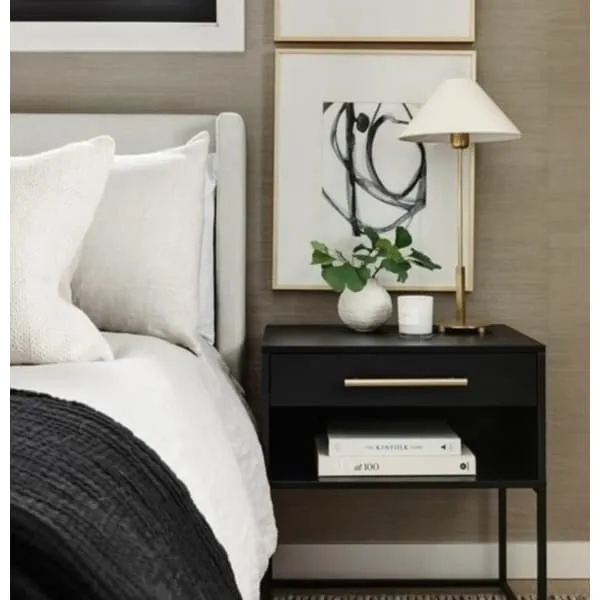 Table Lamp with Linen Shade - Antique Brass
