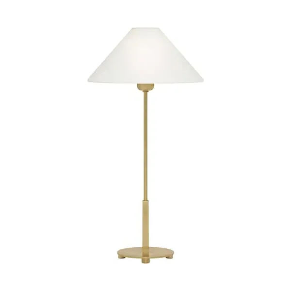 Table Lamp with Linen Shade - Antique Brass image