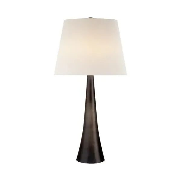 Table Lamp with Linen Shade - Grey, Iron