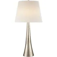 Table Lamp with Linen Shade - Silver, Metal