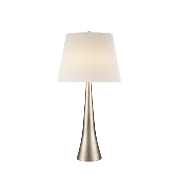 Table Lamp with Linen Shade - Silver, Metal