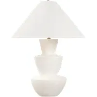 Table Lamp with Linen Shade - White, Ceramic
