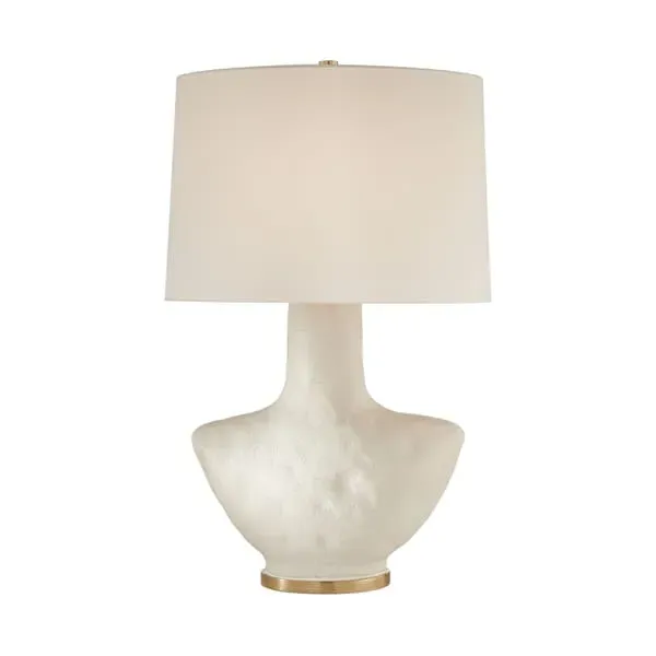 Table Lamp with Linen Shade - White, Ceramic image
