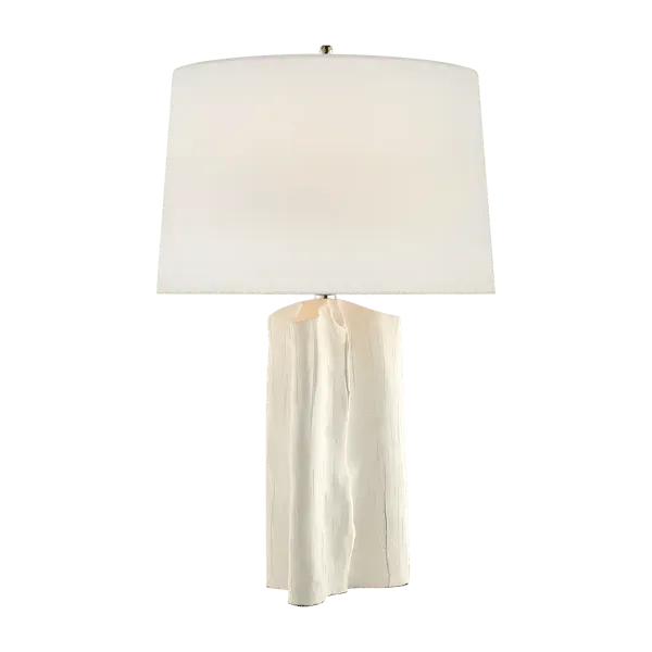 Table Lamp with Linen Shade - White, Plaster