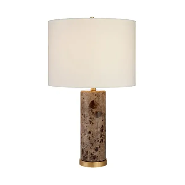 Table Lamp with Metallic Accents - Brown, Marble