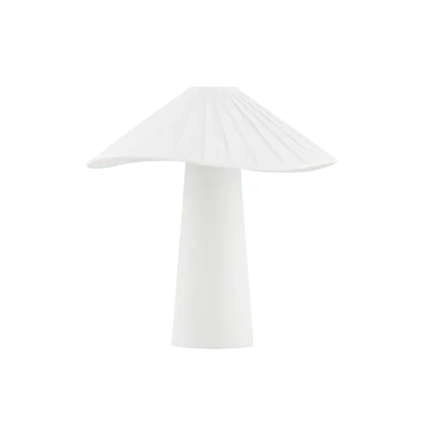 Table Lamp with Pleated Shade - White, Linen image