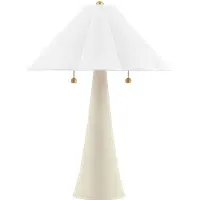 Table Lamp with Pull Chains - Brass, Linen