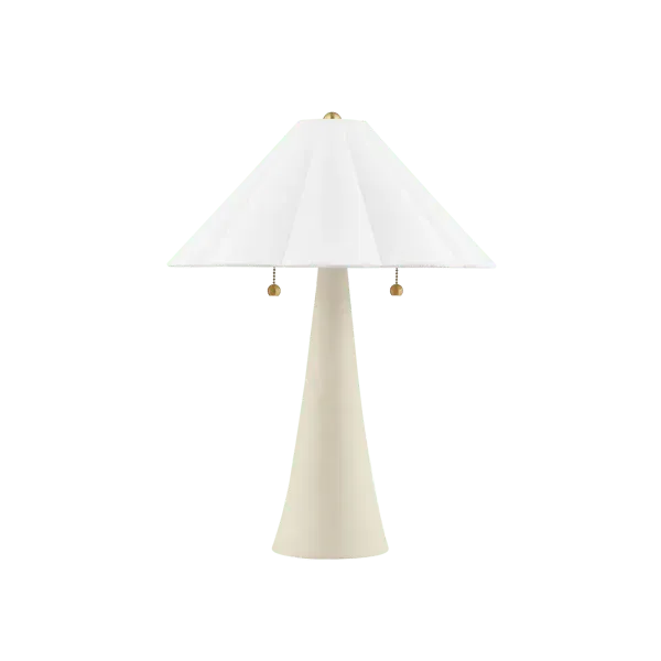 Table Lamp with Pull Chains - Brass, Linen