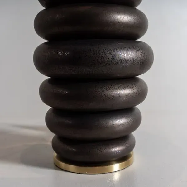 Table Lamp with Stacked Design - Bronze, Ceramic