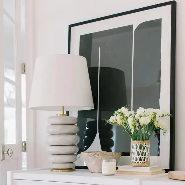 Table Lamp with Stacked Design - White, Ceramic