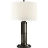 Tall Table Lamp with Grooved Stand - Bronze