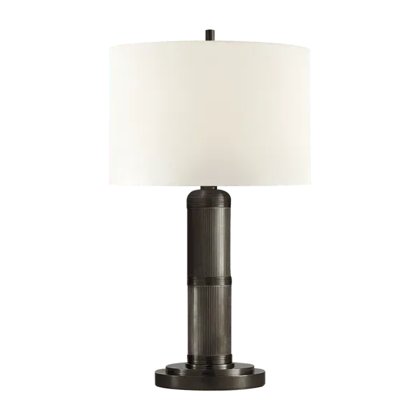 Tall Table Lamp with Grooved Stand - Bronze