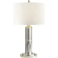 Tall Table Lamp with Grooved Stand - Nickel