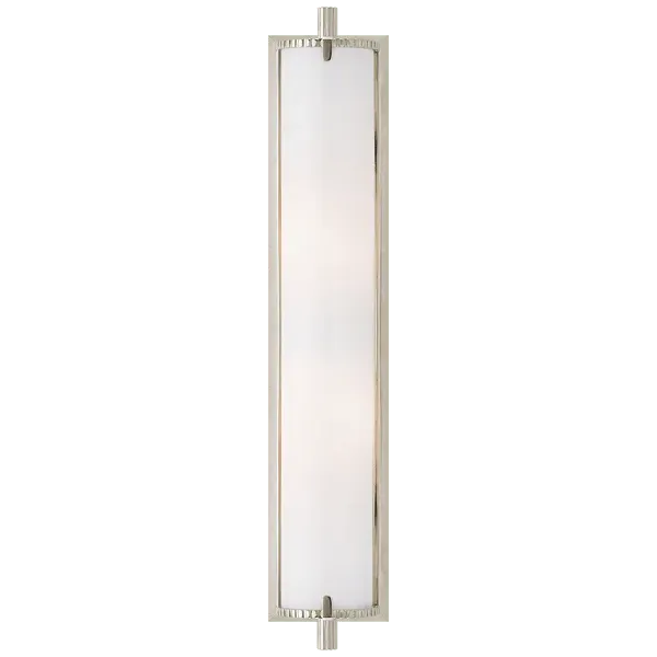 Tall Wall Light Art Deco Style - Nickel, Glass