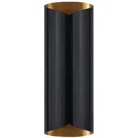Tall Wall Light with Gold Interior - Black