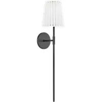 Tall Wall Light with Pleated Shade - Black, Metal
