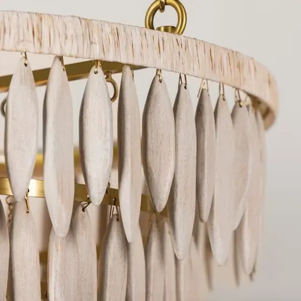 Tiffany Chandelier with Wood Beads - White, Wood