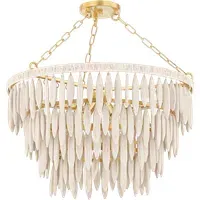 Tiffany Chandelier with Wood Beads - White, Wood