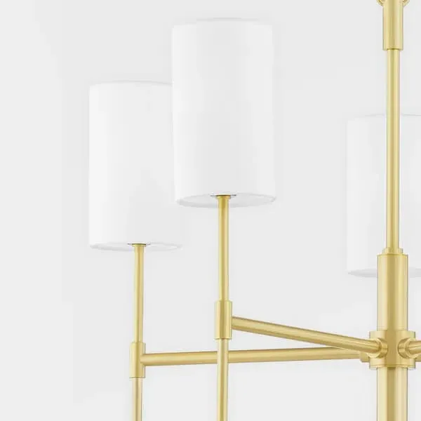 Traditional Chandelier with Belgian Linen - Brass, Metal