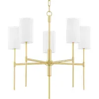 Traditional Chandelier with Belgian Linen - Brass, Metal