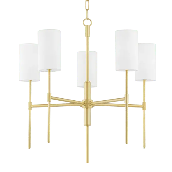 Traditional Chandelier with Belgian Linen - Brass, Metal image